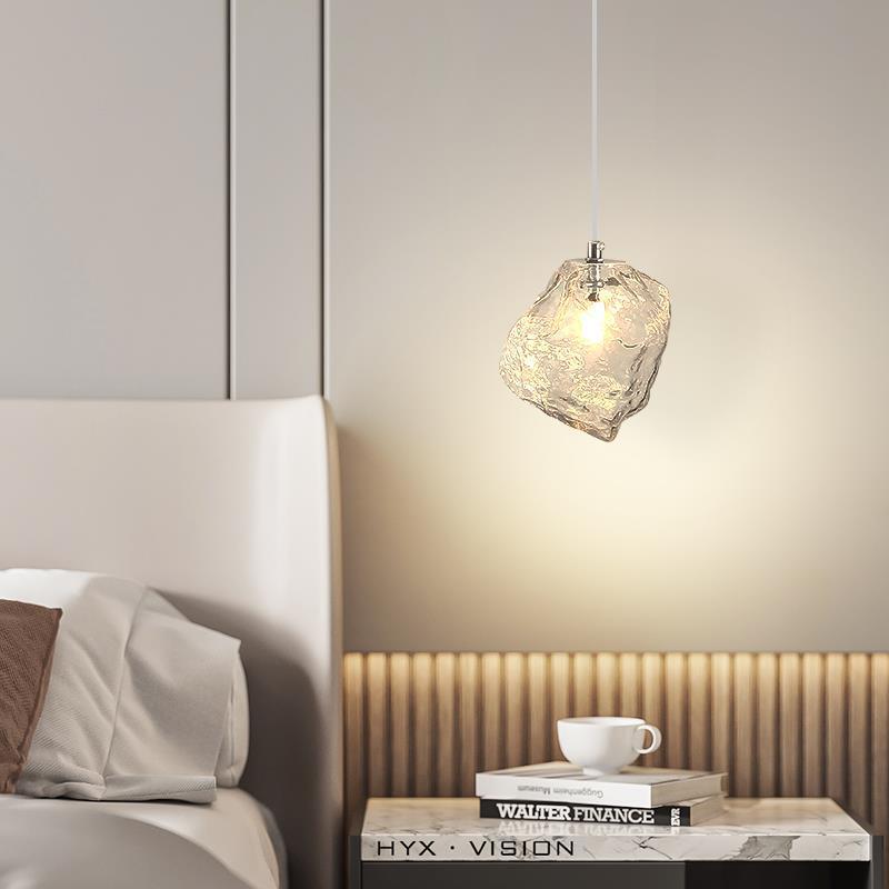 Modern Minimalist Metall Glas Eiswürfel 1-Licht Pendelleuchte für Nachtisch