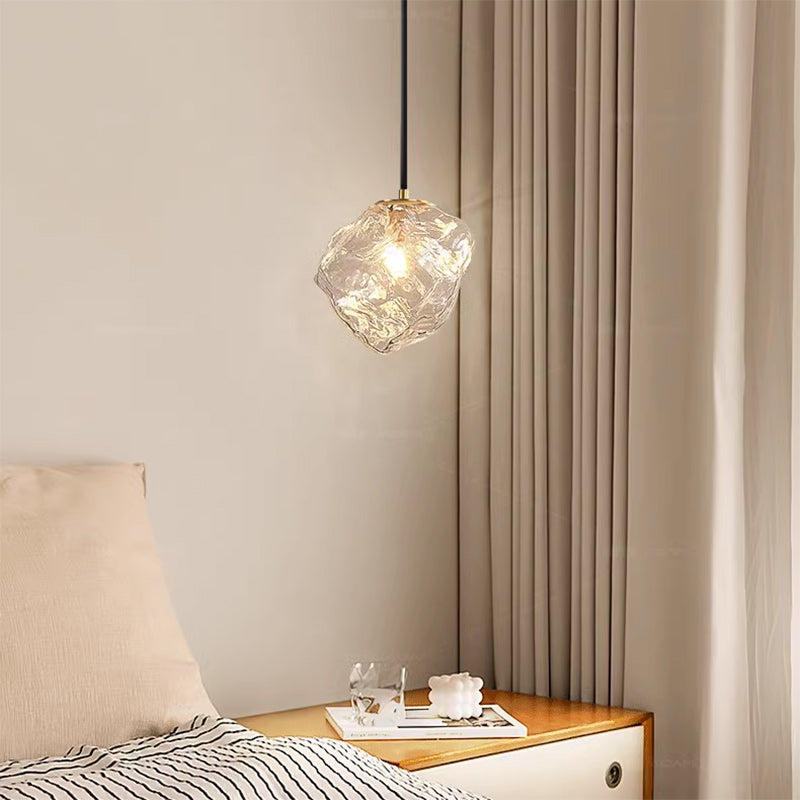 Modern Minimalist Metall Glas Eiswürfel 1-Licht Pendelleuchte für Nachtisch