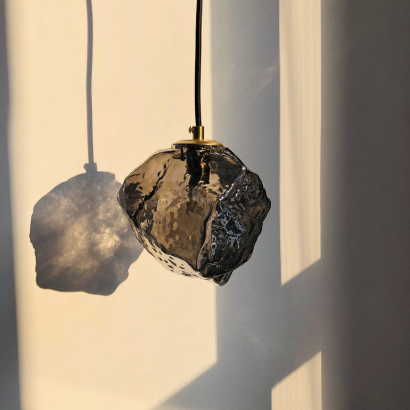 Modern Minimalist Metall Glas Eiswürfel 1-Licht Pendelleuchte für Nachtisch