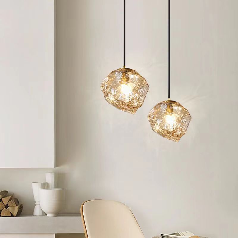 Modern Minimalist Metall Glas Eiswürfel 1-Licht Pendelleuchte für Nachtisch