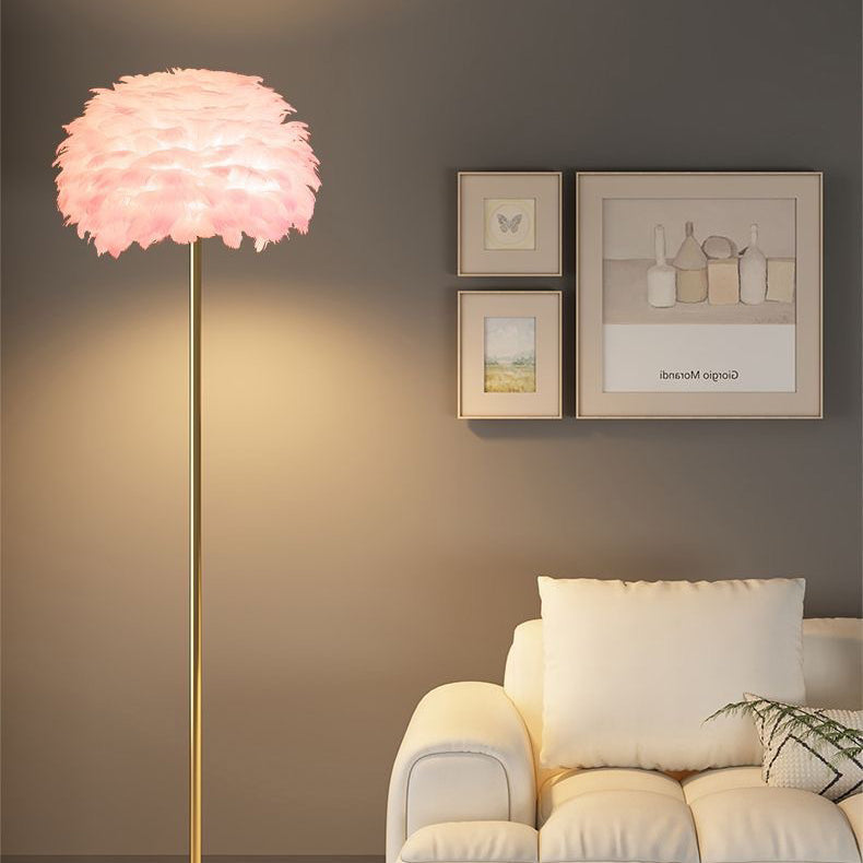 Zeitgenössische nordische Eisenfeder Kristall oval 1-Licht Stehlampe für das Wohnzimmer