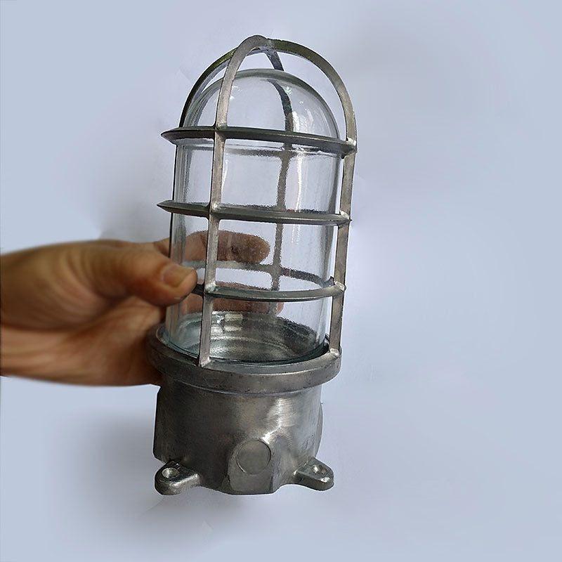 Industriewasserfeste Aluminiumlegierung Glaszylinder Käfig 1-Licht Halb-flush Deckenleuchte für Außenpatio