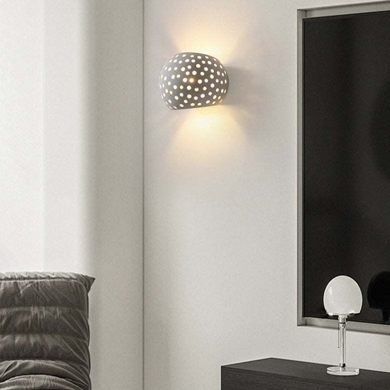 Zeitgenössische kreative Gipskugel hohl 1-Licht Wand sconce Lampe für Nachttisch