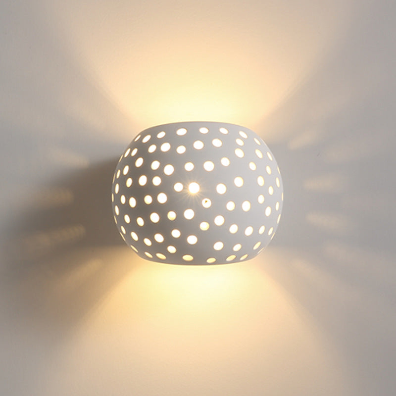Zeitgenössische kreative Gipskugel hohl 1-Licht Wand sconce Lampe für Nachttisch