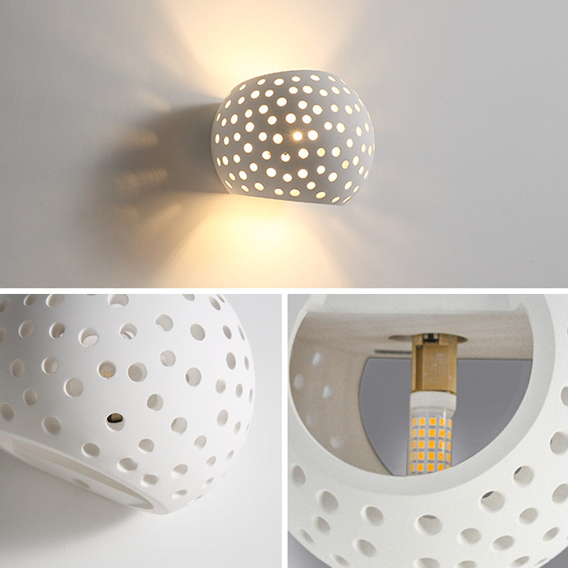 Zeitgenössische kreative Gipskugel hohl 1-Licht Wand sconce Lampe für Nachttisch
