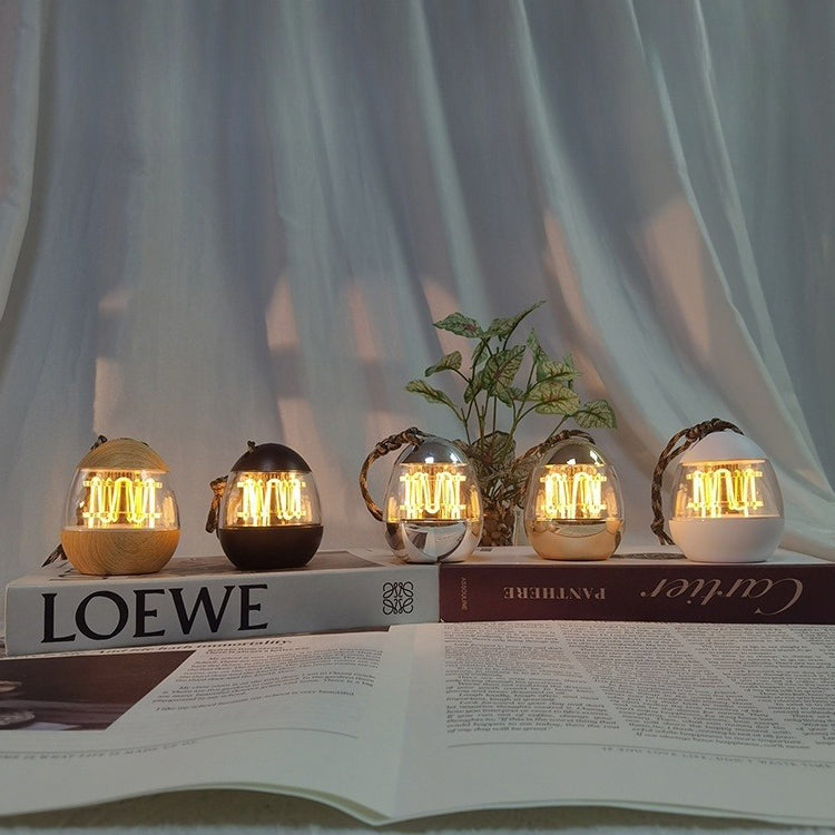 Zeitgenössische Retro wiederaufladbare Aluminium Acryl Eierhängende LED Tischlampe kleine Nachtlicht für Schlafzimmer
