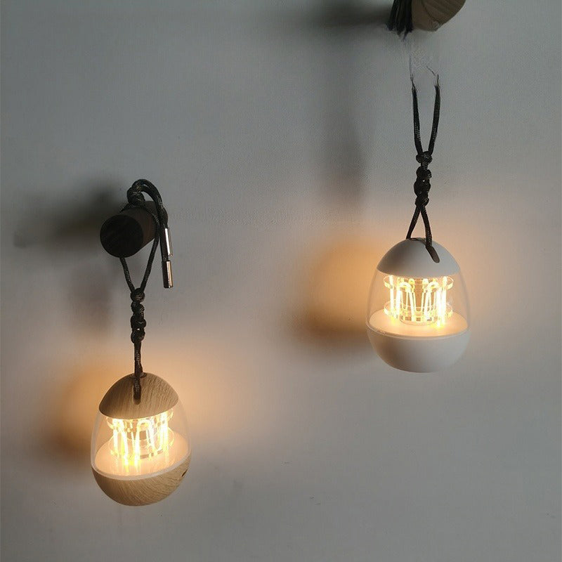 Zeitgenössische Retro wiederaufladbare Aluminium Acryl Eierhängende LED Tischlampe kleine Nachtlicht für Schlafzimmer