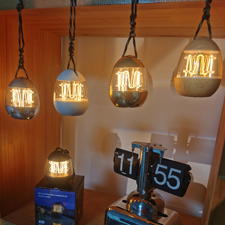 Zeitgenössische Retro wiederaufladbare Aluminium Acryl Eierhängende LED Tischlampe kleine Nachtlicht für Schlafzimmer
