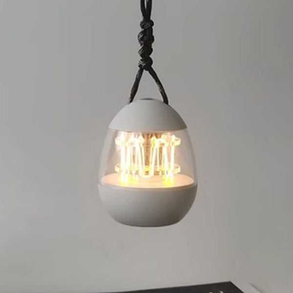 Zeitgenössische Retro wiederaufladbare Aluminium Acryl Eierhängende LED Tischlampe kleine Nachtlicht für Schlafzimmer