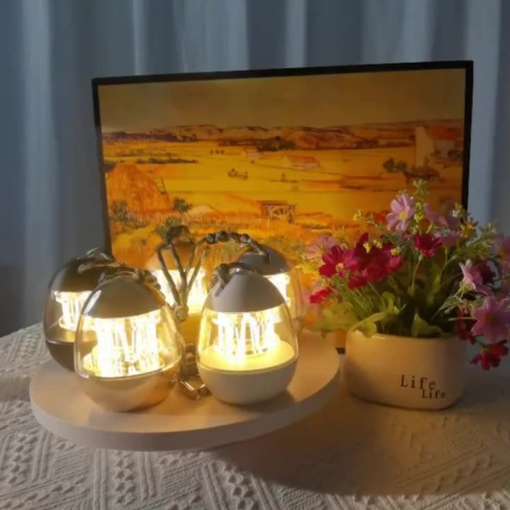 Zeitgenössische Retro wiederaufladbare Aluminium Acryl Eierhängende LED Tischlampe kleine Nachtlicht für Schlafzimmer