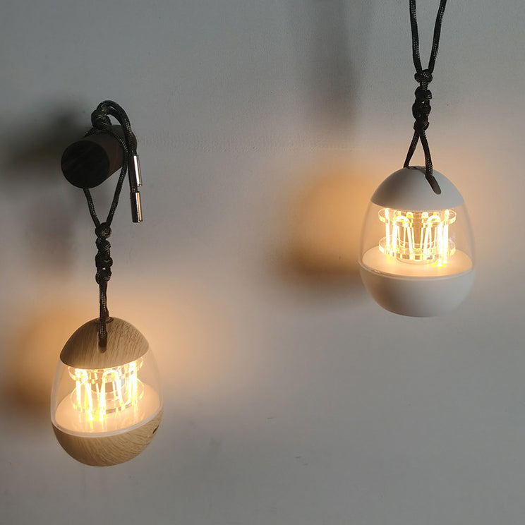 Zeitgenössische Retro wiederaufladbare Aluminium Acryl Eierhängende LED Tischlampe kleine Nachtlicht für Schlafzimmer