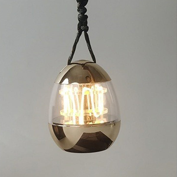 Zeitgenössische Retro wiederaufladbare Aluminium Acryl Eierhängende LED Tischlampe kleine Nachtlicht für Schlafzimmer