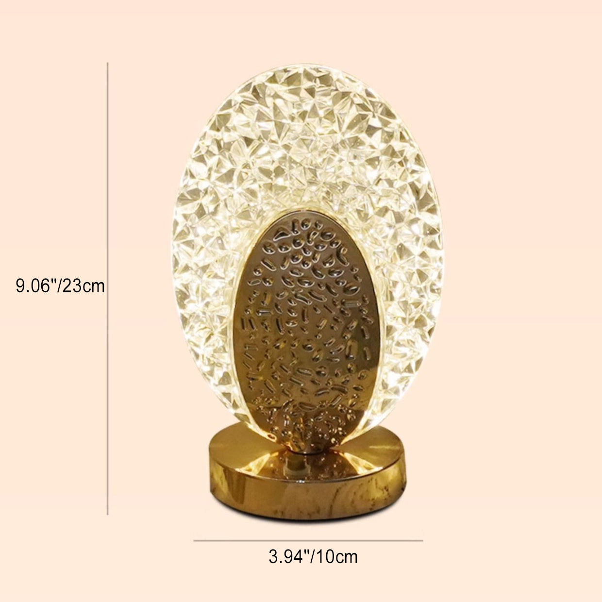 Moderne Luxus Wiederaufladbare Acryl Metall Schale Crackle Elliptische LED Tischlampe Nachtlicht Für Nachttisch