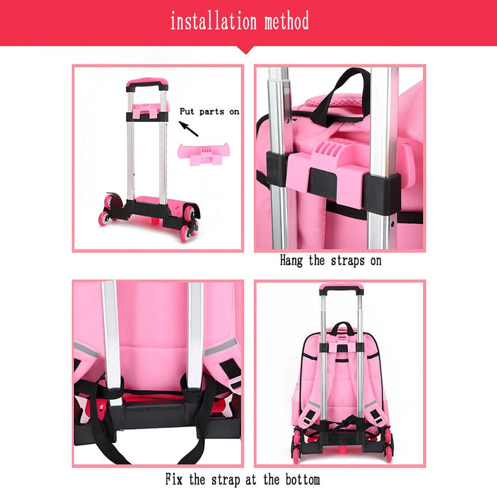 Rucksack Trolley - Schulranzen Trolley für Kinder, Erwachsene faltbarer rollender Gepäckwagen