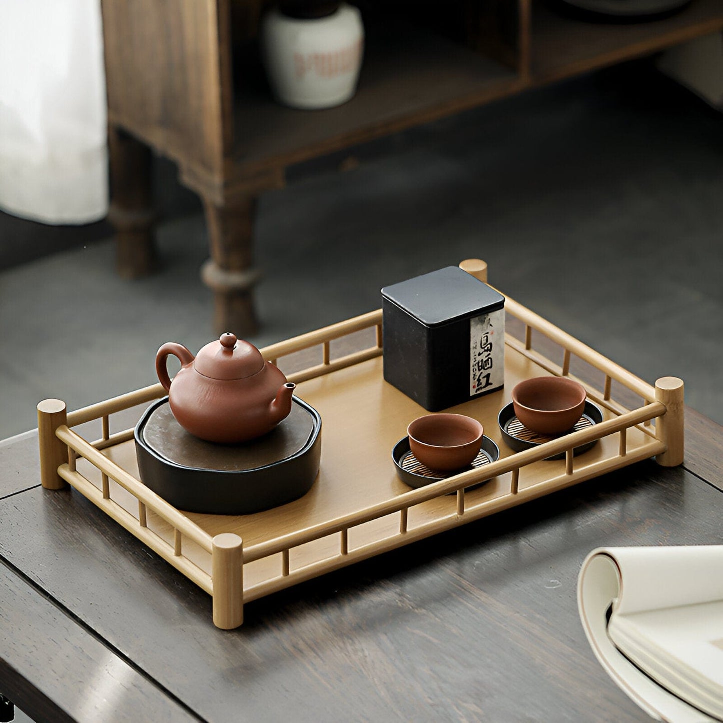 Bambus Teetablett Set