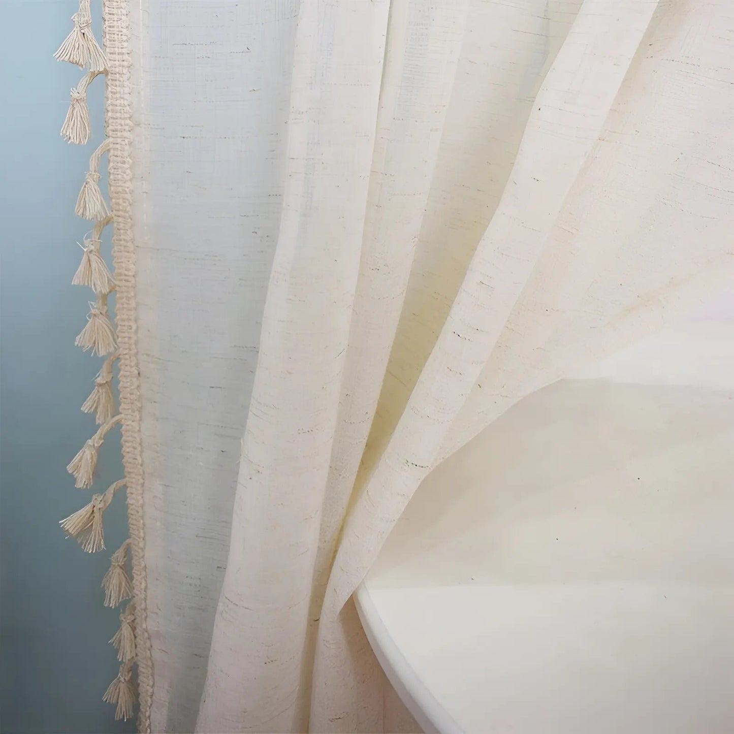 Boho Baumwolle Leinen Semi-Transparente Vorhänge