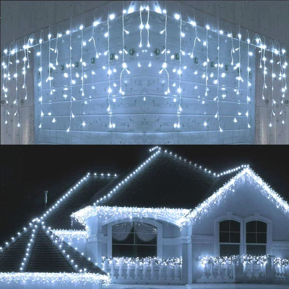 Bunte LED-Lichterketten für draußen – Weihnachts- und Neujahrsbeleuchtung für Zuhause und Garten