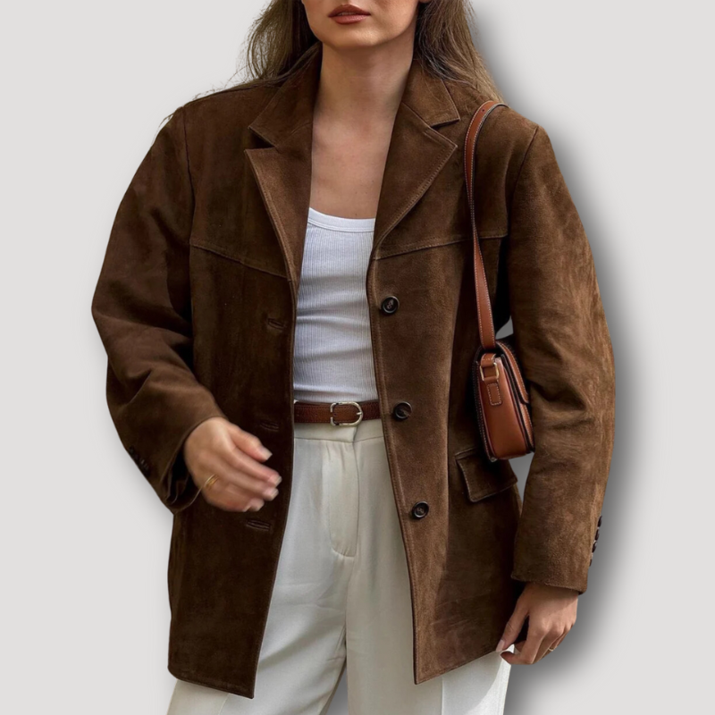 Braydon – Oversize Wildlederjacke mit Umlegekragen