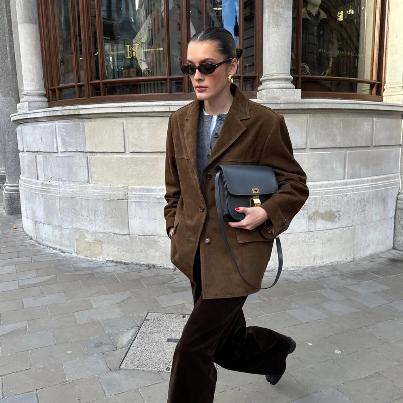 Braydon – Oversize Wildlederjacke mit Umlegekragen