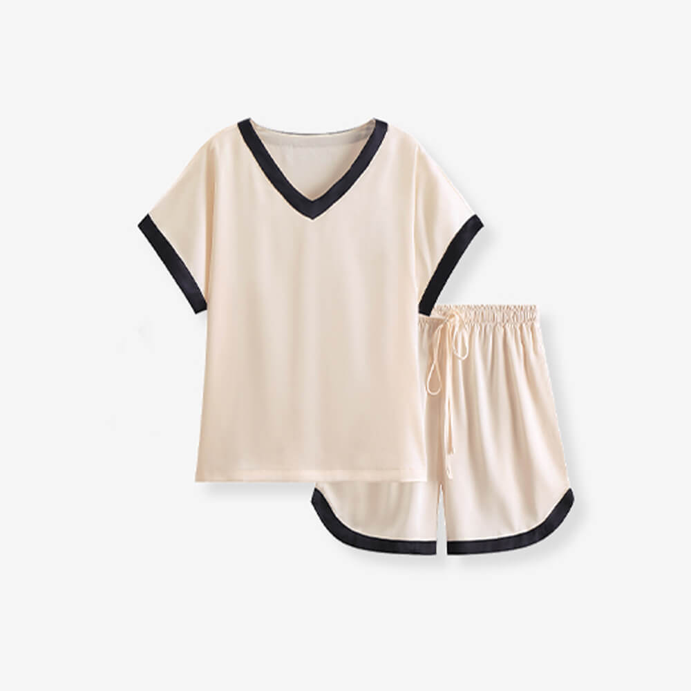 Kühlende ultra-weiche atmungsaktive Paar Kurzarm-Pyjama-Set
