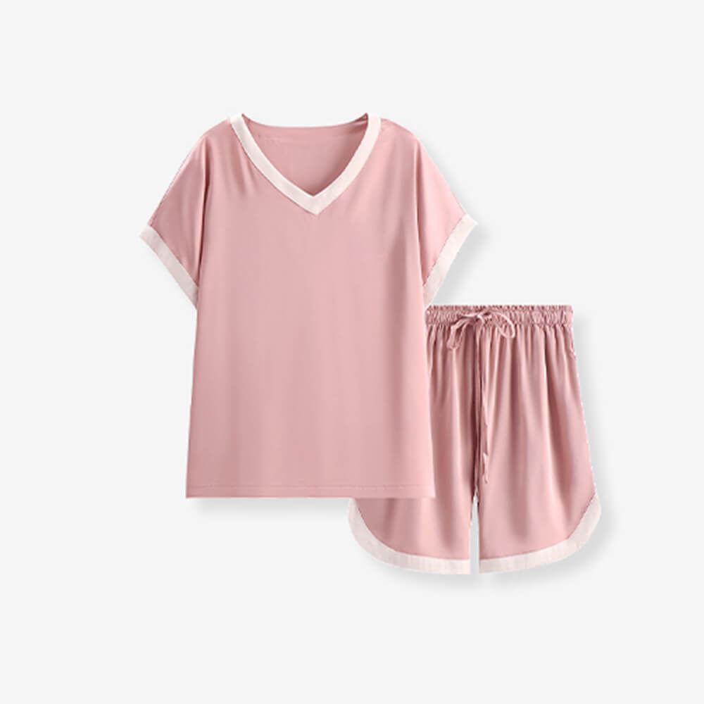Kühlende ultra-weiche atmungsaktive Paar Kurzarm-Pyjama-Set
