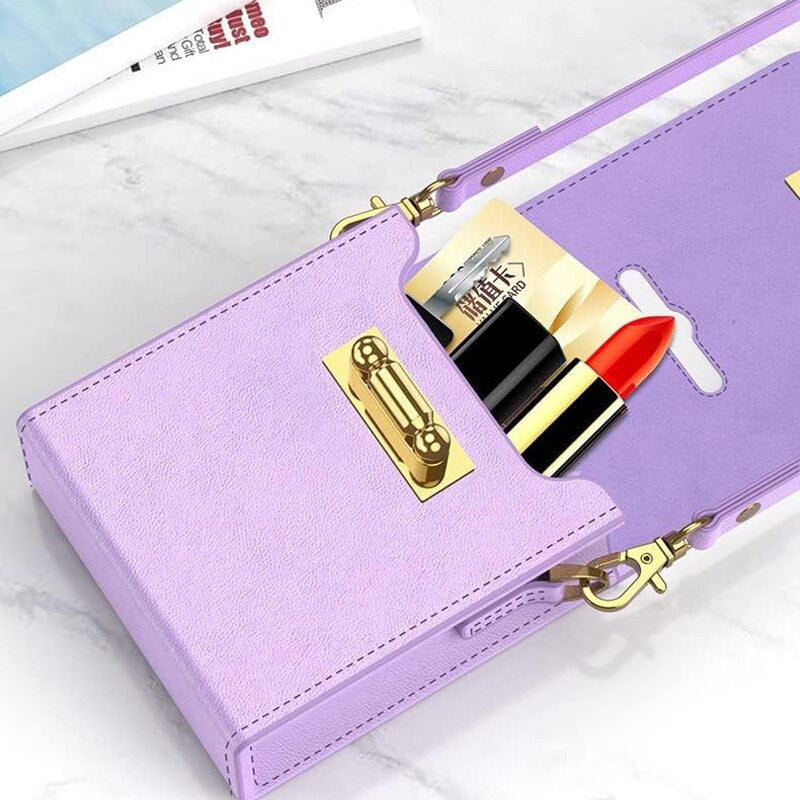 Umhängetasche Leder Handyhülle für Samsung Galaxy Z Flip5 Flip 4
