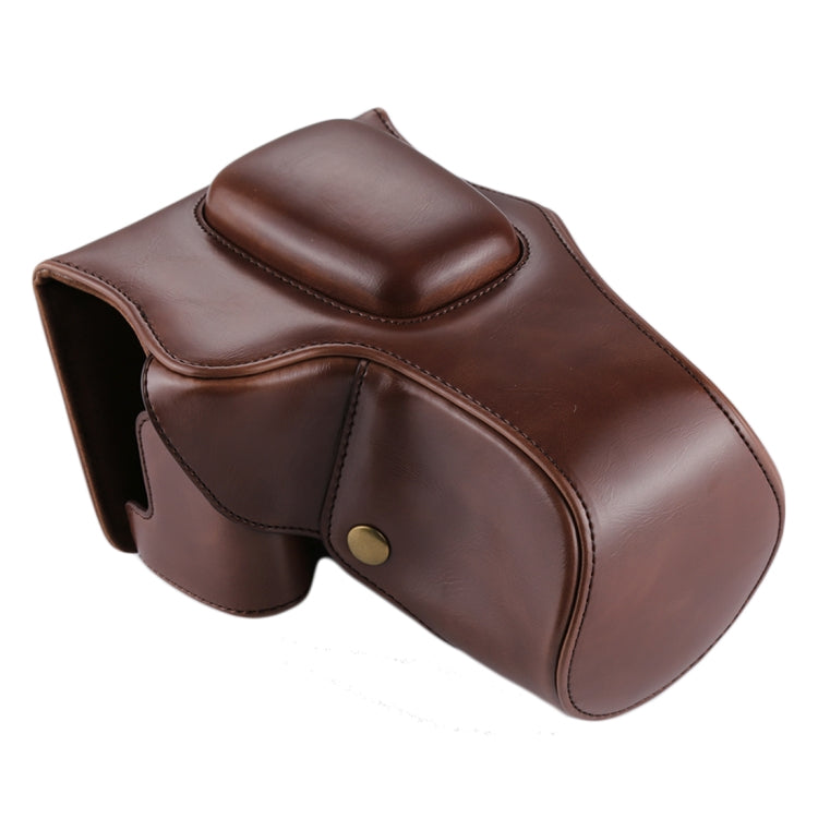 Full Body Camera PU Leather Case Bag for Canon EOS 200D (18-55mm Lens)(Coffee)