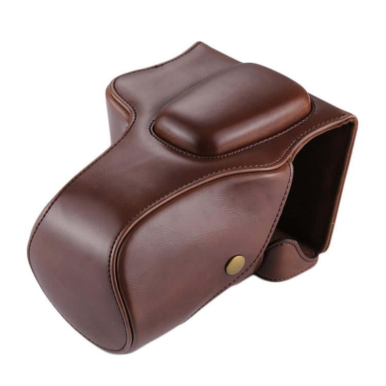Full Body Camera PU Leather Case Bag for Canon EOS 200D (18-55mm Lens)(Coffee)