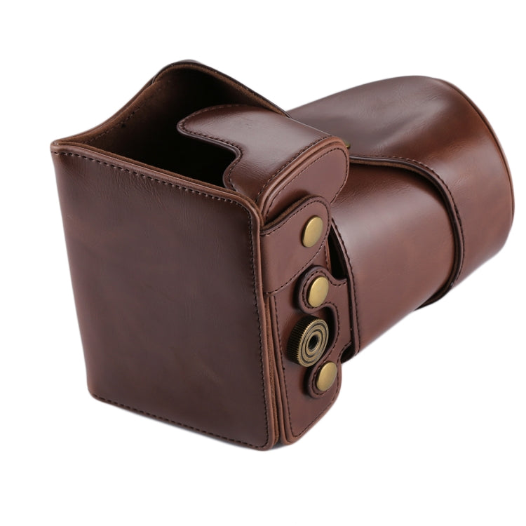 Full Body Camera PU Leather Case Bag for Canon EOS 200D (18-55mm Lens)(Coffee)