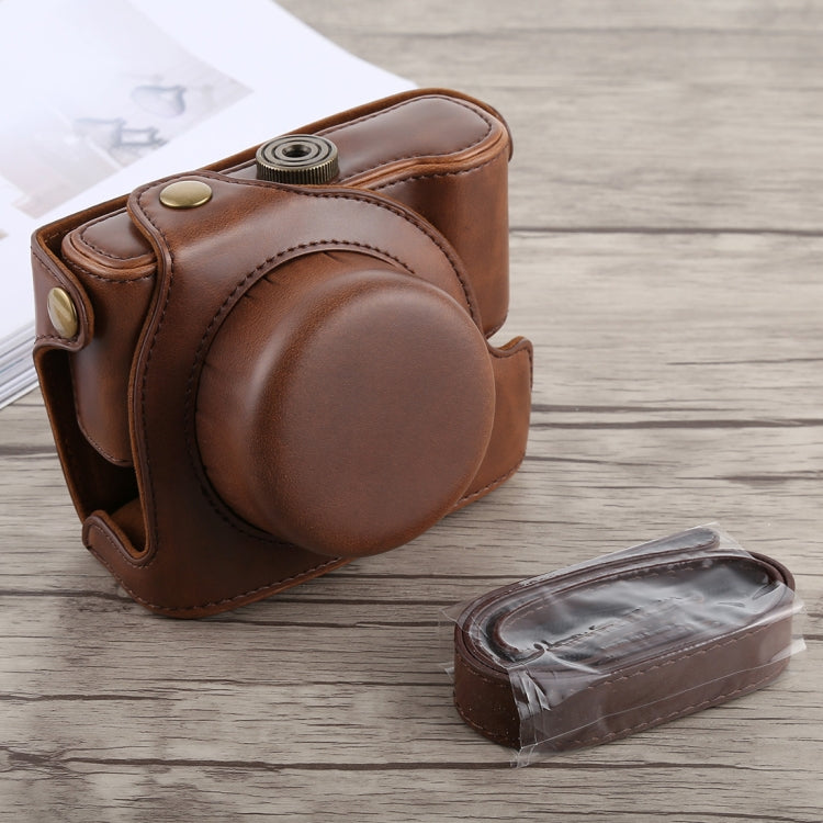 Full Body Camera PU Leather Case Bag with Strap for Panasonic LUMIX LX100(Coffee)