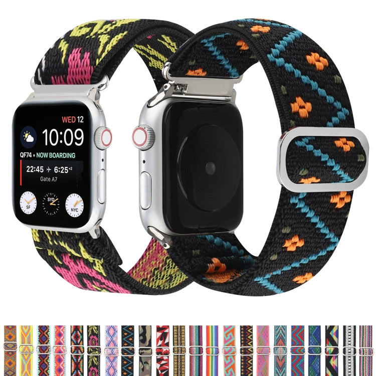 Sandsberg | Metall Japanische Schnalle Elastisches Nylon Uhrenband Für Apple Watch Series 7 45mm / 6 & SE & 5 & 4 44mm / 3 & 2 & 1 42mm(5)