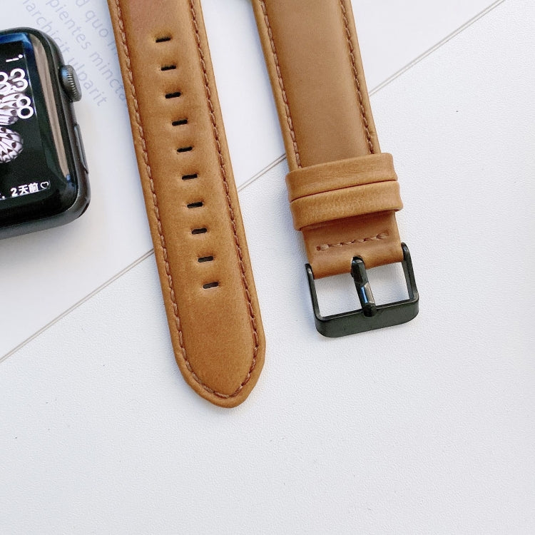 Sandsberg | Crazy Horse Textur + Flachtextil-Leder-Uhrenarmband für Apple Watch Ultra 49mm & Watch Ultra 2 49mm / Series 9 & 8 & 7 45mm / SE 3 & SE 2 & 6 & SE & 5 & 4 44mm / 3 & 2 & 1 42mm (Dunkelbraun)