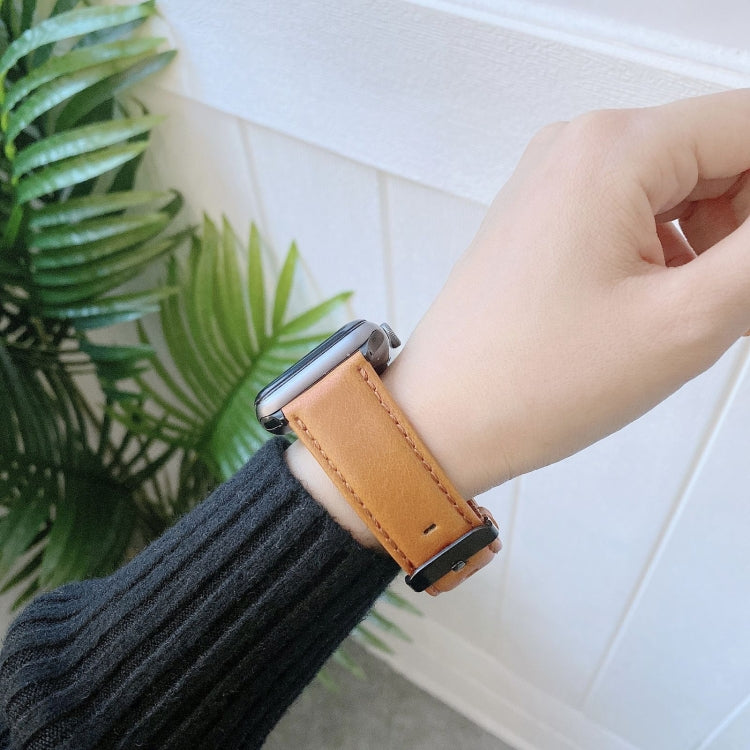 Sandsberg | Crazy Horse Textur + Flachtextil-Leder-Uhrenarmband für Apple Watch Ultra 49mm & Watch Ultra 2 49mm / Series 9 & 8 & 7 45mm / SE 3 & SE 2 & 6 & SE & 5 & 4 44mm / 3 & 2 & 1 42mm (Dunkelbraun)