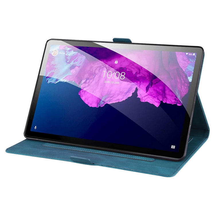 Sandsberg | Für Lenovo Tab P11 TB-J606F Liebe Schmetterlingsmuster Horizontale Flip-Ledertasche mit Halter (Blau)