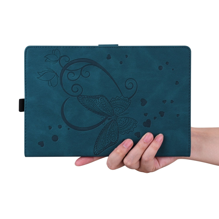 Sandsberg | Für Lenovo Tab P11 TB-J606F Liebe Schmetterlingsmuster Horizontale Flip-Ledertasche mit Halter (Blau)