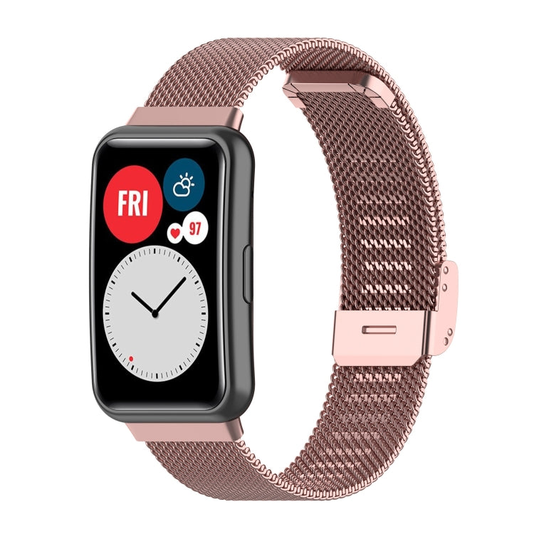 Sandsberg | Für Huawei Watch Fit Mesh Metall Uhrband (Rosenpink)