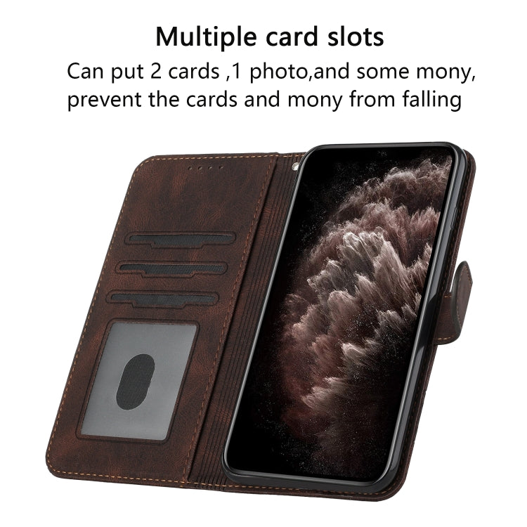 Für Google Pixel 4a Cubic Skin Feel Flip Lederhandyhülle (Dunkelbraun)