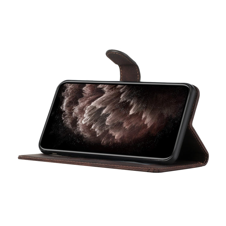 Für Google Pixel 4a Cubic Skin Feel Flip Lederhandyhülle (Dunkelbraun)