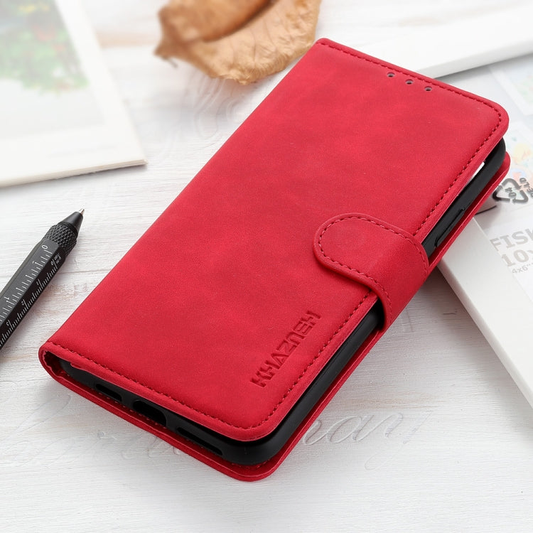 Für Google Pixel 6a KHAZNEH Retro Textur Flip Leder Handyhülle (Rot)