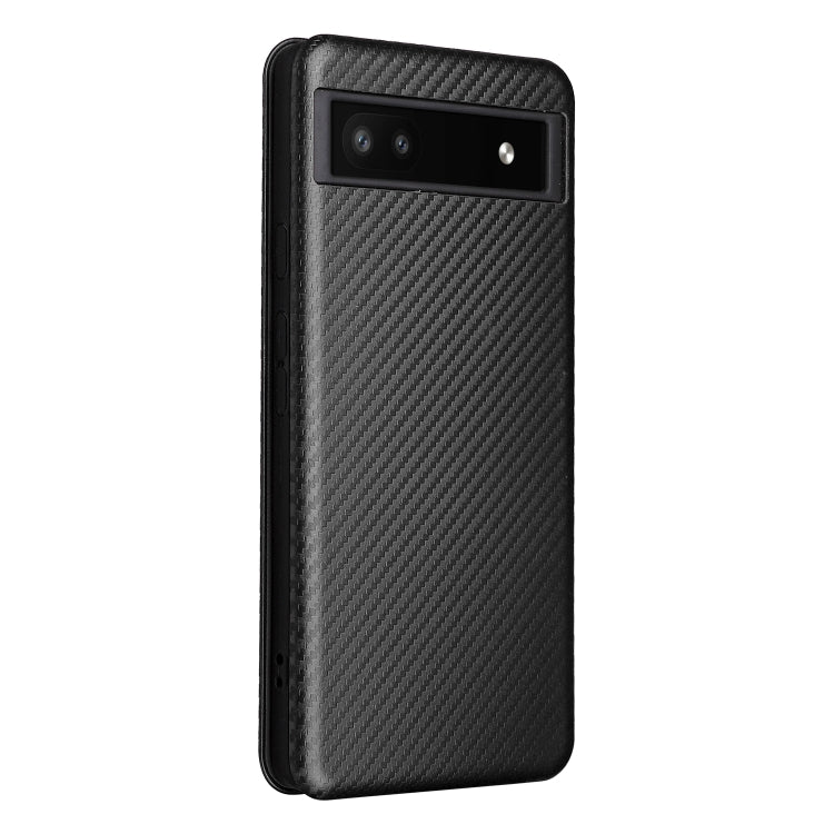 Für Google Pixel 6a Karbonfaserstruktur Horizontale Flip Leder Handytasche (Schwarz)