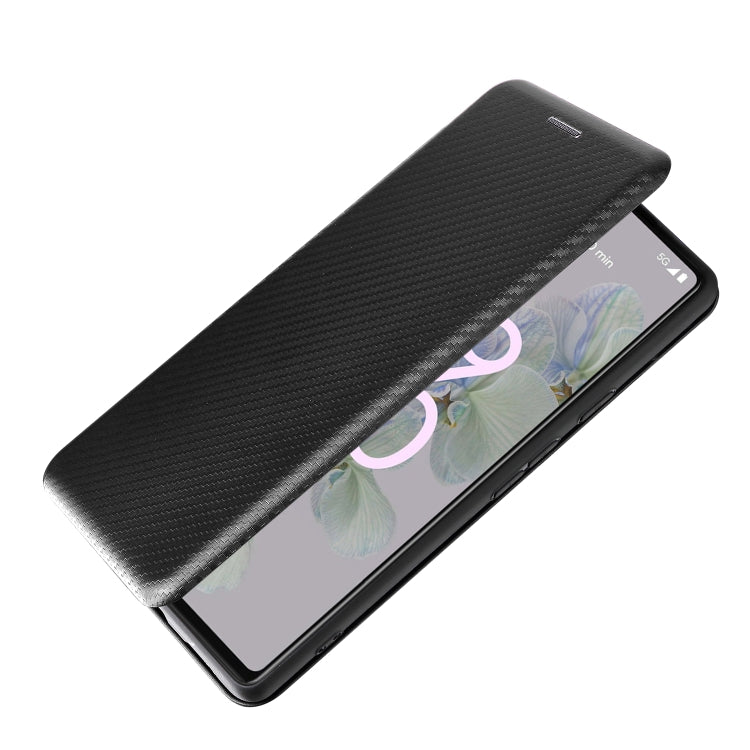 Für Google Pixel 6a Karbonfaserstruktur Horizontale Flip Leder Handytasche (Schwarz)