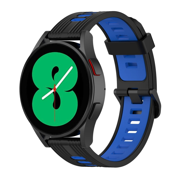 Sandsberg | Für Samsung Galaxy Watch4/Active2 20mm Zwei-Farben Streifen Silikon Uhrband (Schwarz Blau)