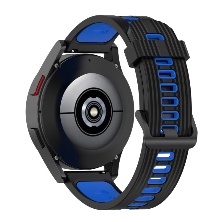 Sandsberg | Für Samsung Galaxy Watch4/Active2 20mm Zwei-Farben Streifen Silikon Uhrband (Schwarz Blau)