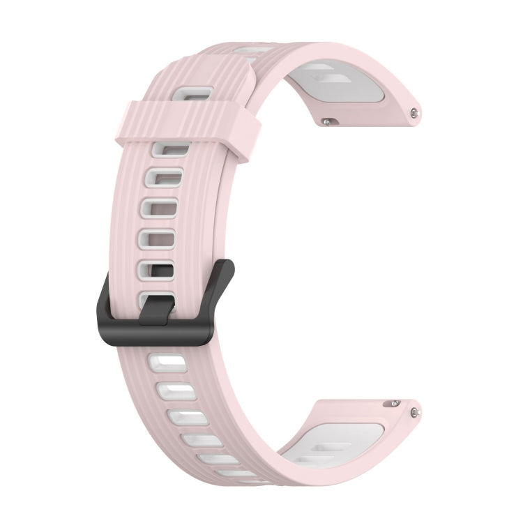 Sandsberg | Für Samsung Galaxy Watch4/Active2 20mm Zweifarbige Streifen Silikon Uhrenarmband (Sand Pink Weiß)