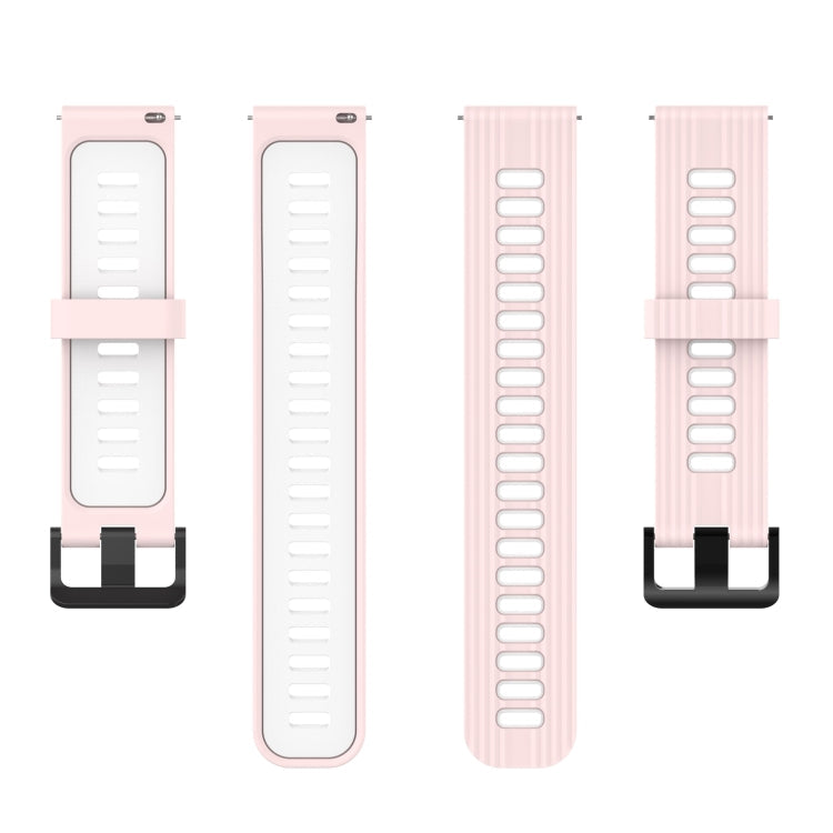 Sandsberg | Für Samsung Galaxy Watch4/Active2 20mm Zweifarbige Streifen Silikon Uhrenarmband (Sand Pink Weiß)