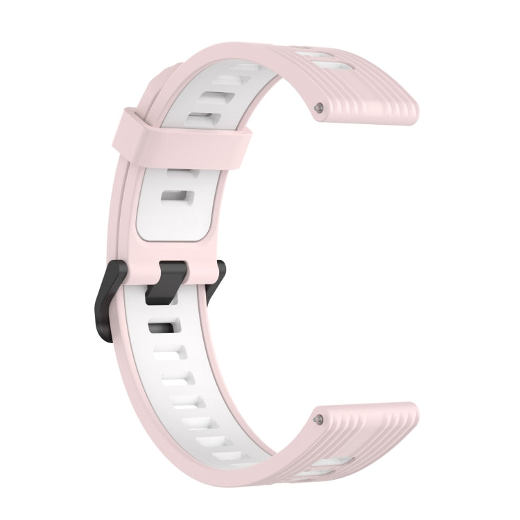 Sandsberg | Für Samsung Galaxy Watch4/Active2 20mm Zweifarbige Streifen Silikon Uhrenarmband (Sand Pink Weiß)