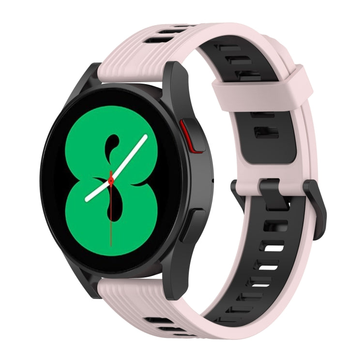 Sandsberg | Für Samsung Galaxy Watch4/Active2 20mm Zweifarbige Streifen Silikon Uhrenarmband (Sand Pink Weiß)