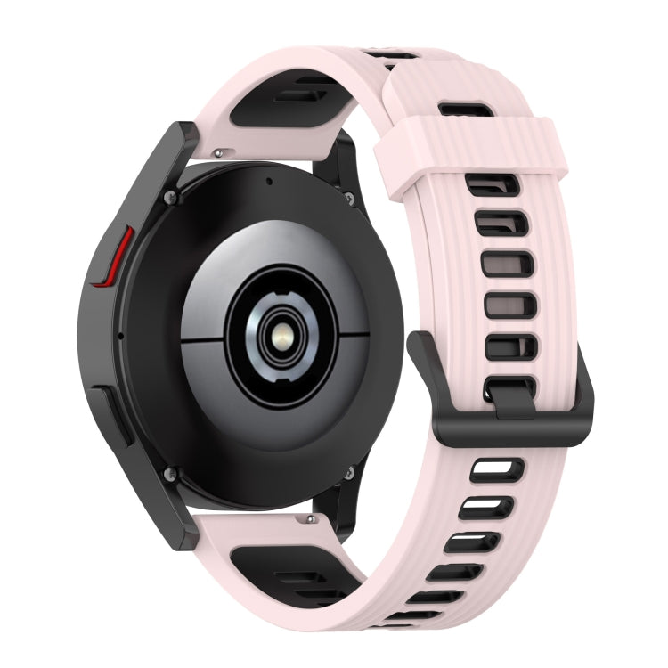 Sandsberg | Für Samsung Galaxy Watch4/Active2 20mm Zweifarbige Streifen Silikon Uhrenarmband (Sand Pink Weiß)