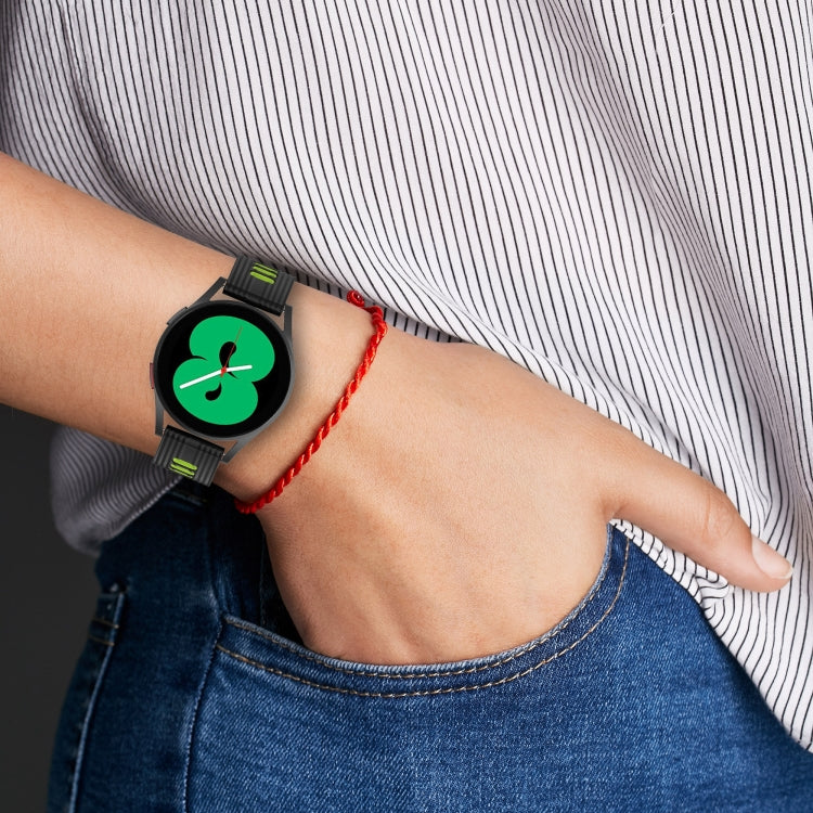Sandsberg | Für Samsung Galaxy Watch4/Active2 20mm Zweifarbige Streifen Silikon Uhrenarmband (Sand Pink Weiß)