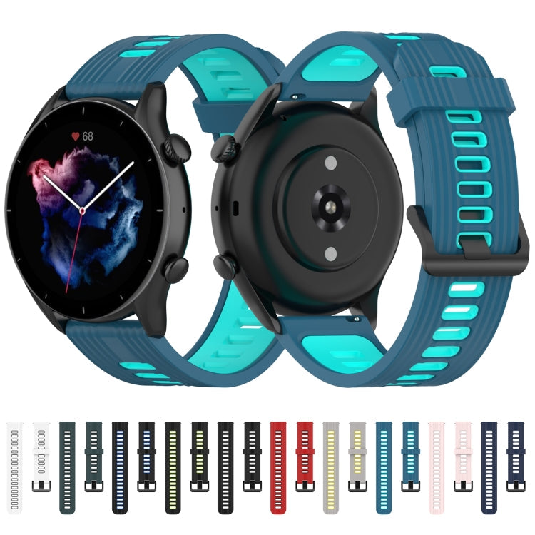 Sandsberg | Für Samsung Galaxy Watch4/Active2 20mm Zweifarbige Streifen Silikon Uhrenarmband (Sand Pink Weiß)